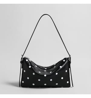 Sac hobo souple à pois - Noir