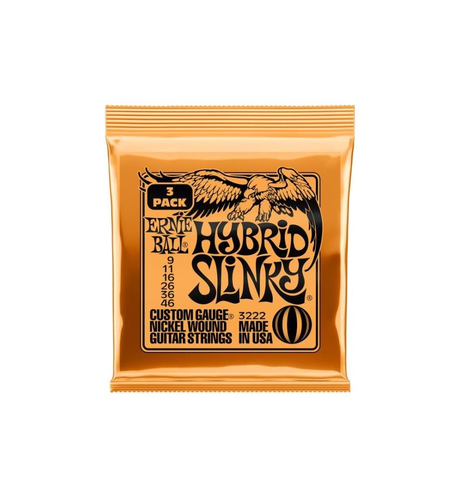 Ernie Ball - Gitarrensaiten 3222 Slinky Nickel 3er Pack – Hybrid 9 - 46
