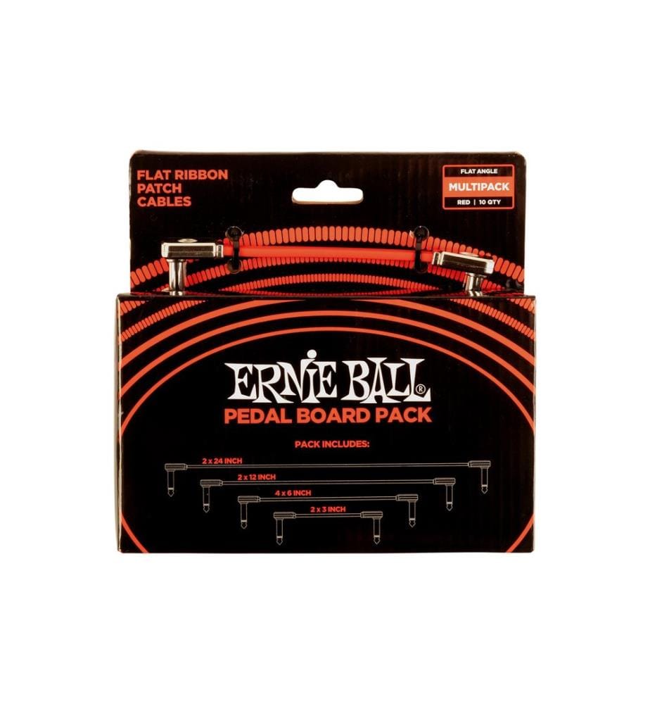 Ernie Ball - Patch-Kabel 6404 Flat Ribbon, Multipack – 10 Stück, Rot