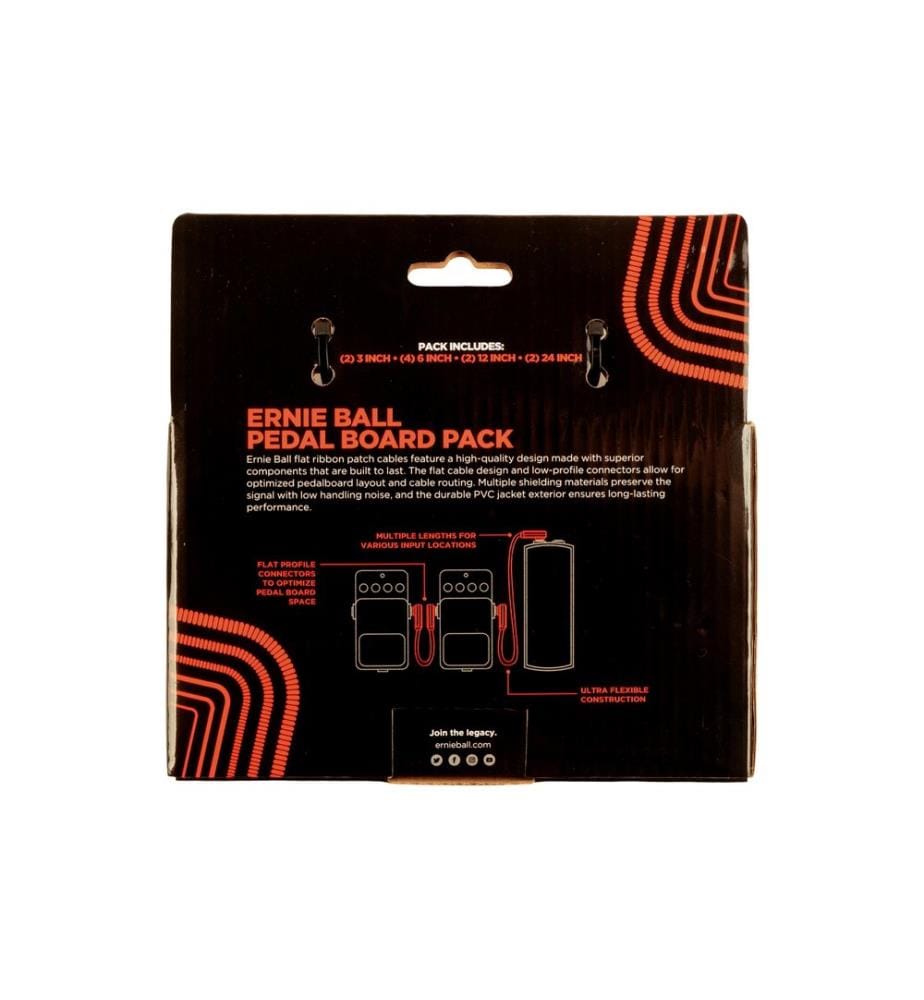 Ernie Ball - Patch-Kabel 6404 Flat Ribbon, Multipack – 10 Stück, Rot
