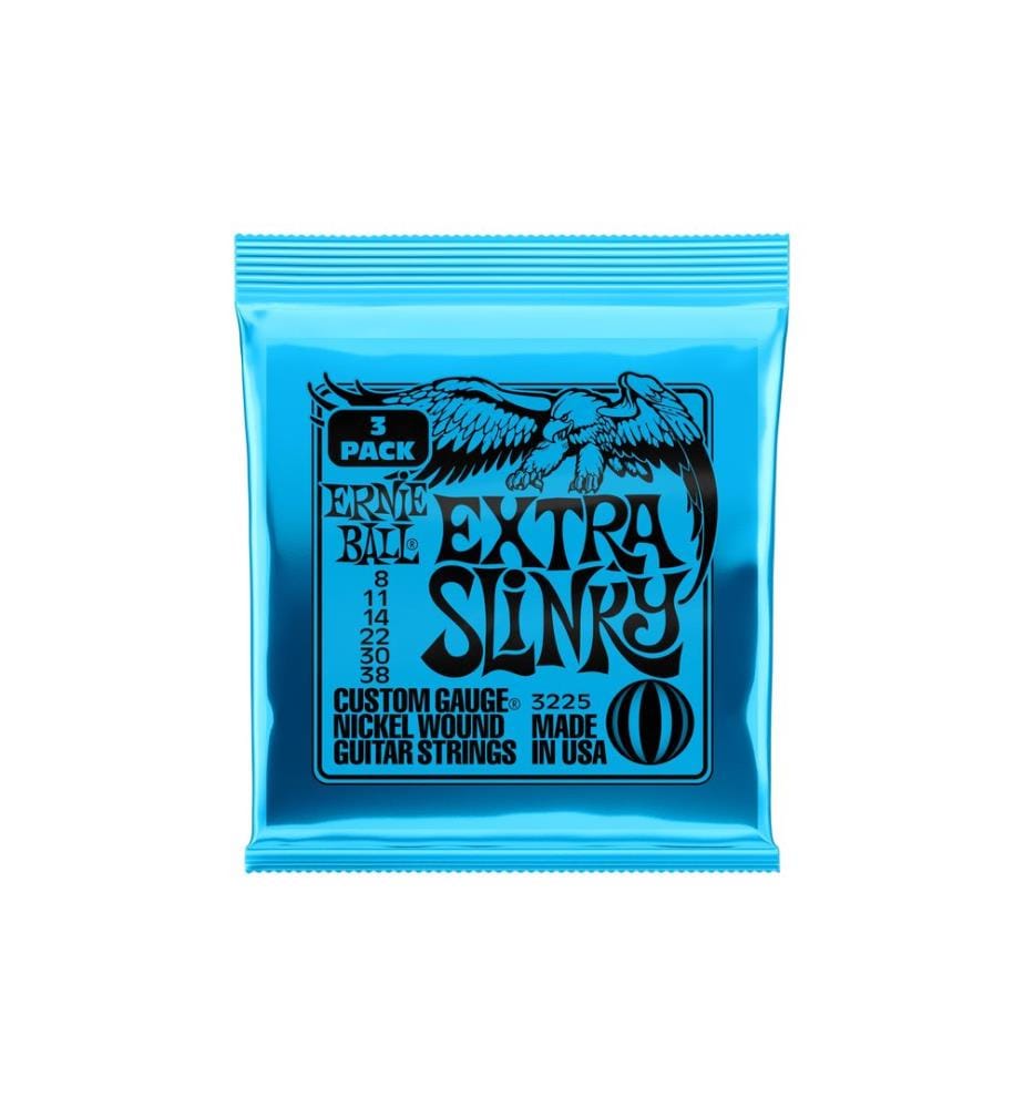 Ernie Ball - Cordes de guitare 3225 Extra Slinky – 8-38, paquet de 3