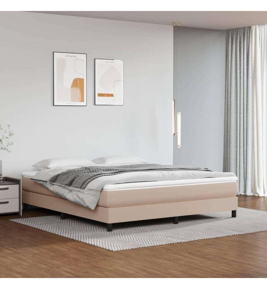 Boxspringbett Cappuccino-Braun 160x200 cm Kunstleder