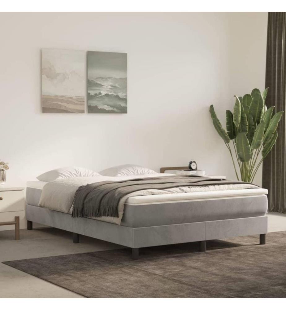 Boxspringbett Hellgrau 140x200 cm Samt