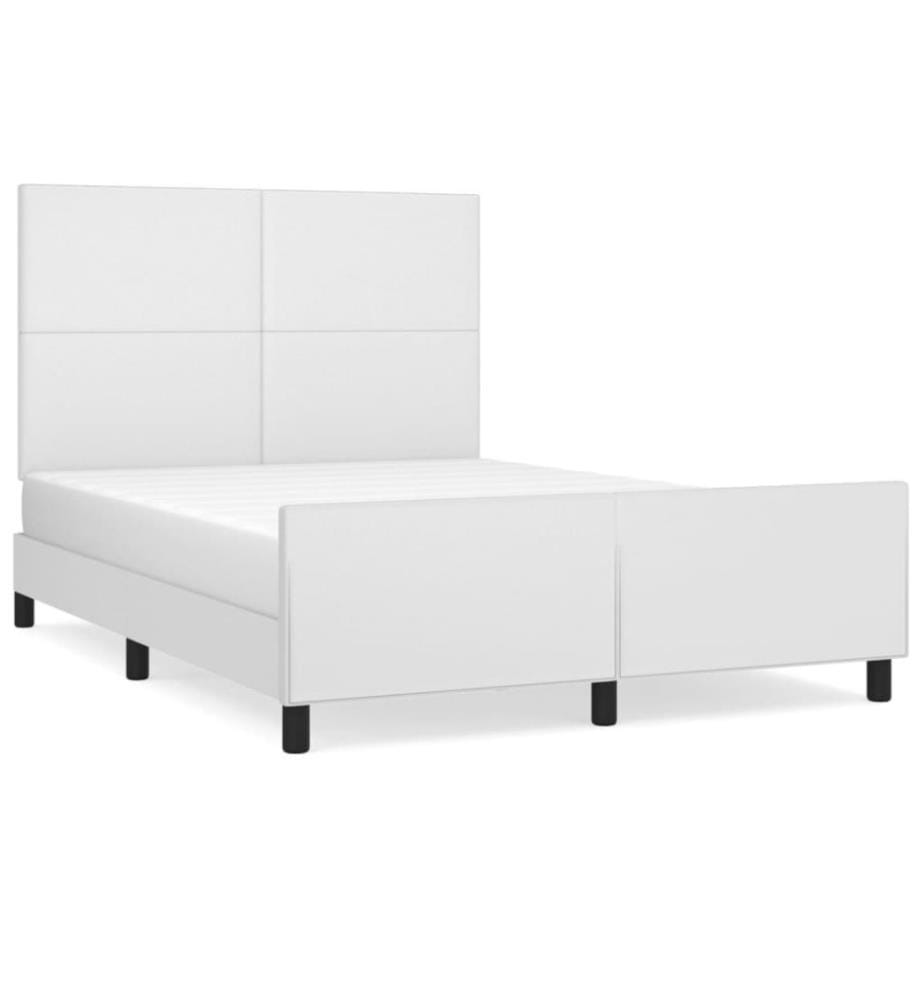 Cadre de lit avec tête de lit Blanc 140x200 cm Similicuir