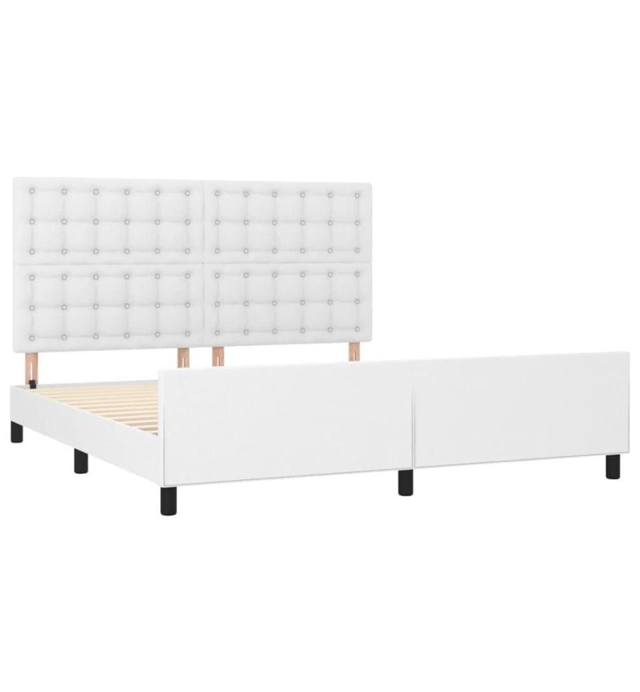 Cadre de lit avec tête de lit Blanc 160x200 cm Similicuir