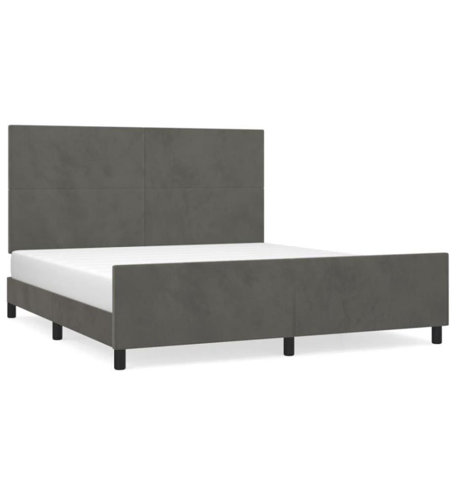 Cadre de lit avec tête de lit Gris foncé 160x200 cm Velours