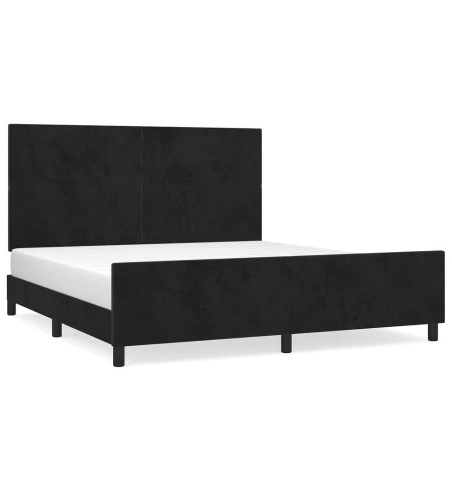 Cadre de lit avec tête de lit Noir 160x200 cm Velours
