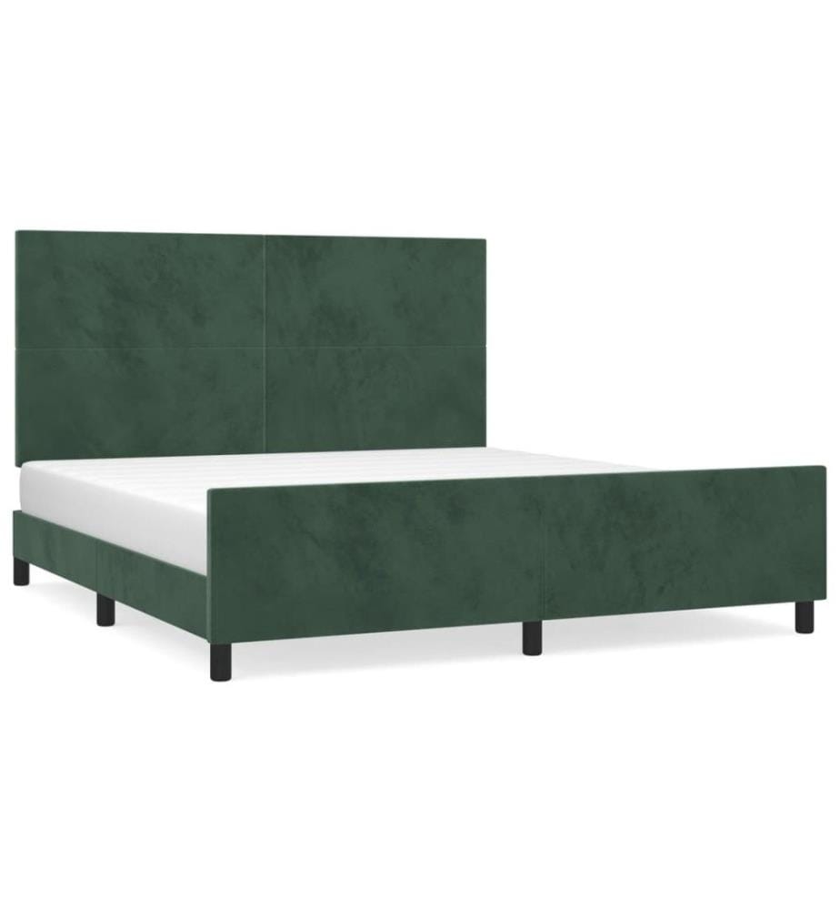 Cadre de lit avec tête de lit Vert foncé 160x200 cm Velours