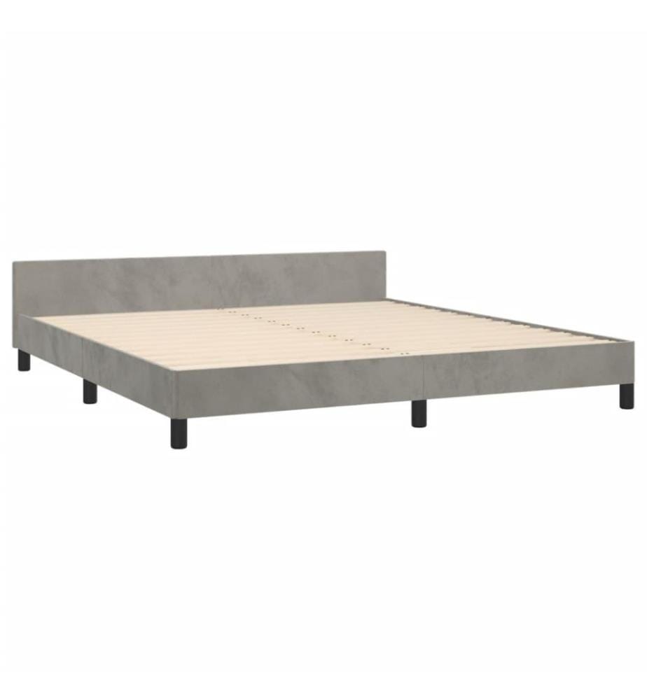 Cadre de lit avec tête de lit Gris clair 160x200 cm Velours