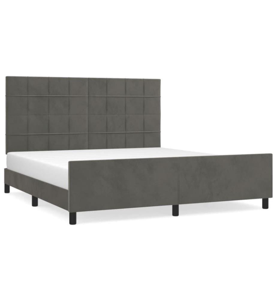 Cadre de lit avec tête de lit Gris foncé 160x200 cm Velours