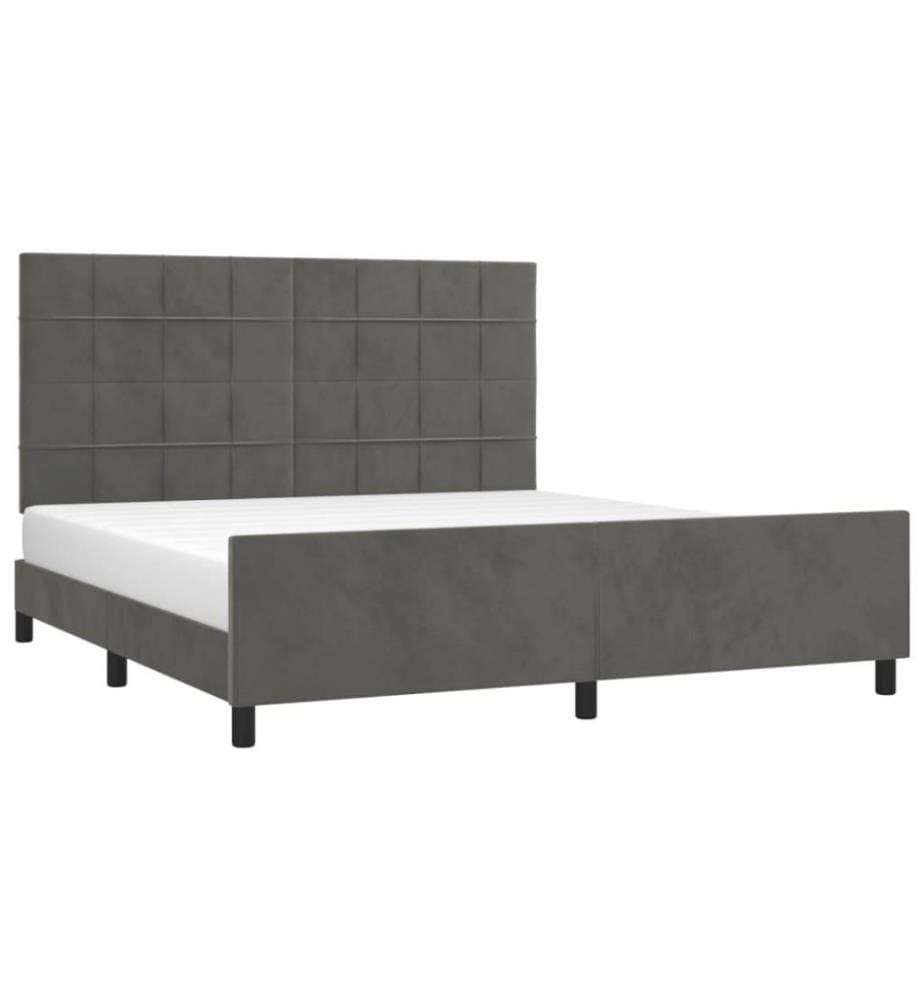 Cadre de lit avec tête de lit Gris foncé 160x200 cm Velours