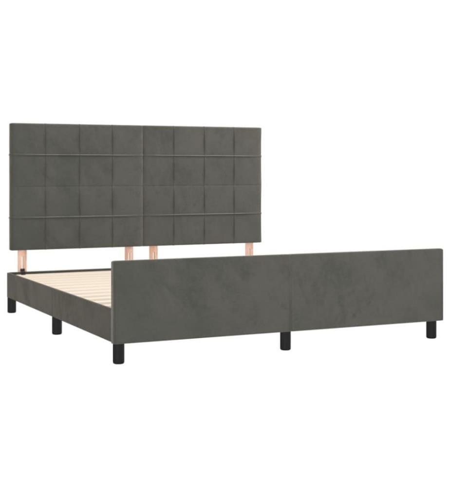 Cadre de lit avec tête de lit Gris foncé 160x200 cm Velours
