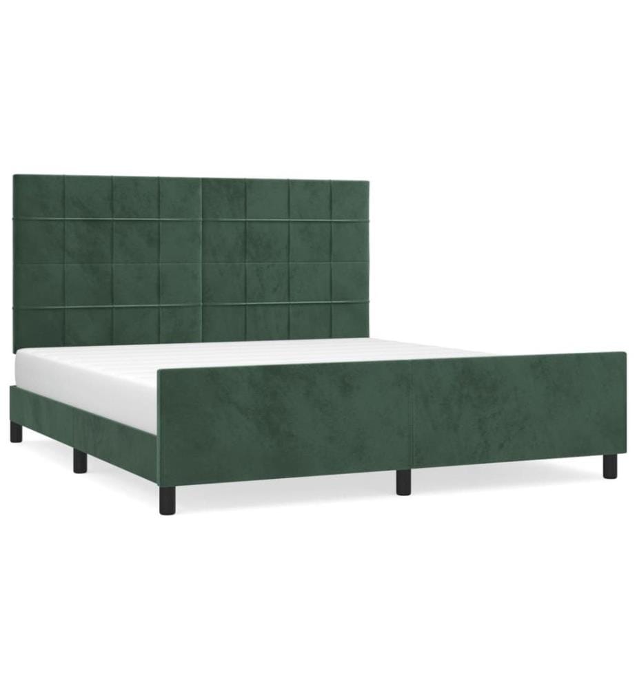 Cadre de lit avec tête de lit Vert foncé 160x200 cm Velours