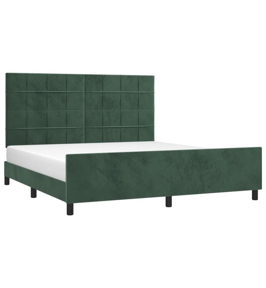 Cadre de lit avec tête de lit Vert foncé 160x200 cm Velours