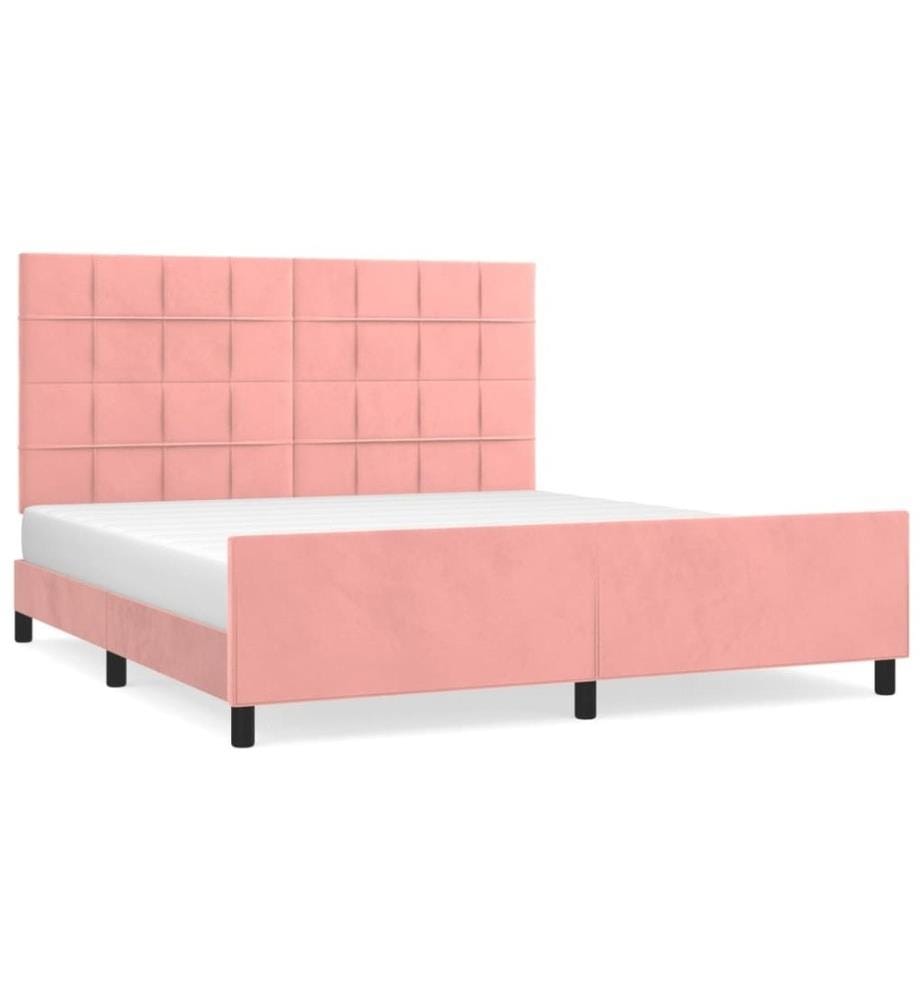 Cadre de lit avec tête de lit Rose 160x200 cm Velours