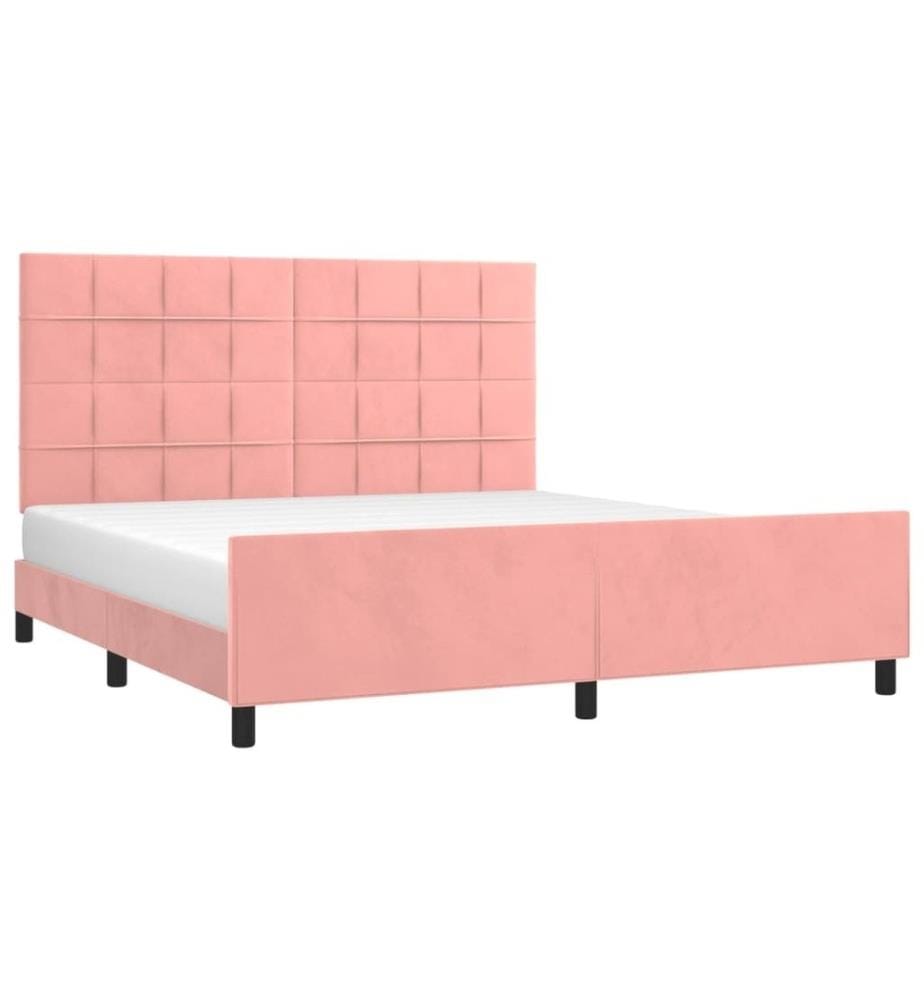 Cadre de lit avec tête de lit Rose 160x200 cm Velours