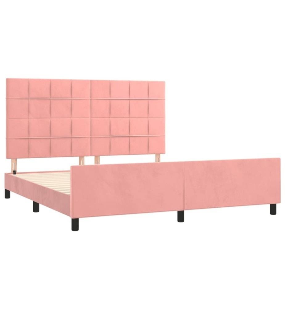 Cadre de lit avec tête de lit Rose 160x200 cm Velours