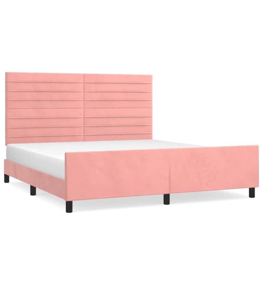 Cadre de lit avec tête de lit Rose 160x200 cm Velours