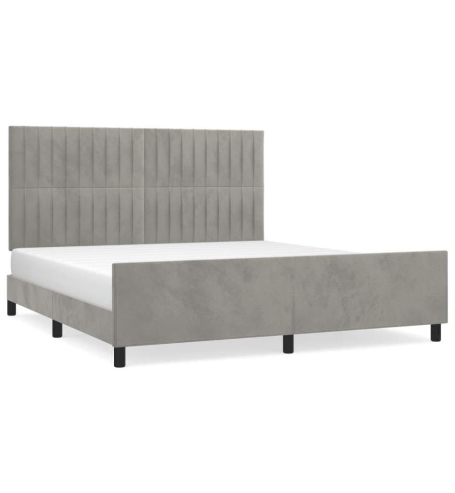 Cadre de lit avec tête de lit Gris clair 160x200 cm Velours