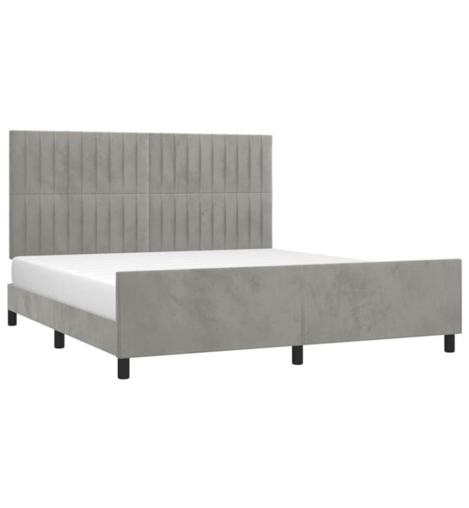 Cadre de lit avec tête de lit Gris clair 160x200 cm Velours