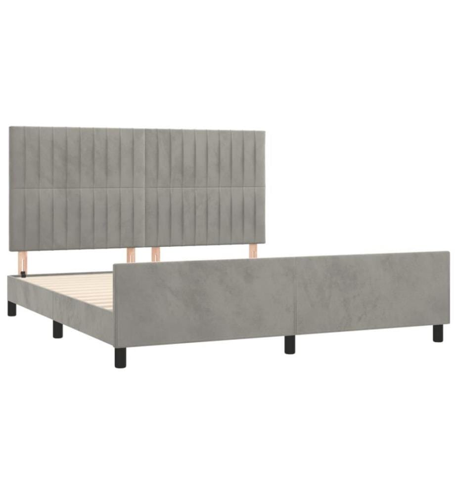 Cadre de lit avec tête de lit Gris clair 160x200 cm Velours