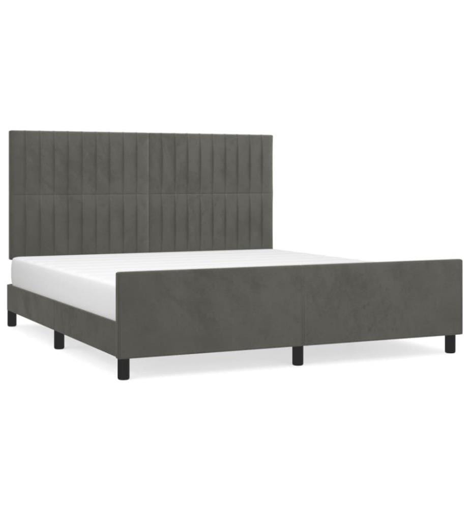 Cadre de lit avec tête de lit Gris foncé 160x200 cm Velours