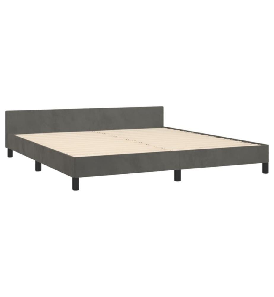 Cadre de lit avec tête de lit Gris foncé 160x200 cm Velours