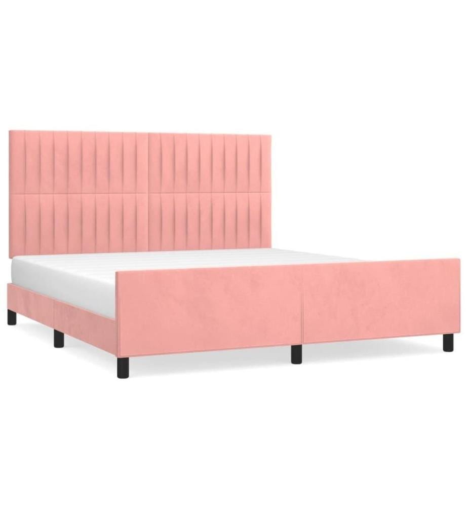 Cadre de lit avec tête de lit Rose 160x200 cm Velours