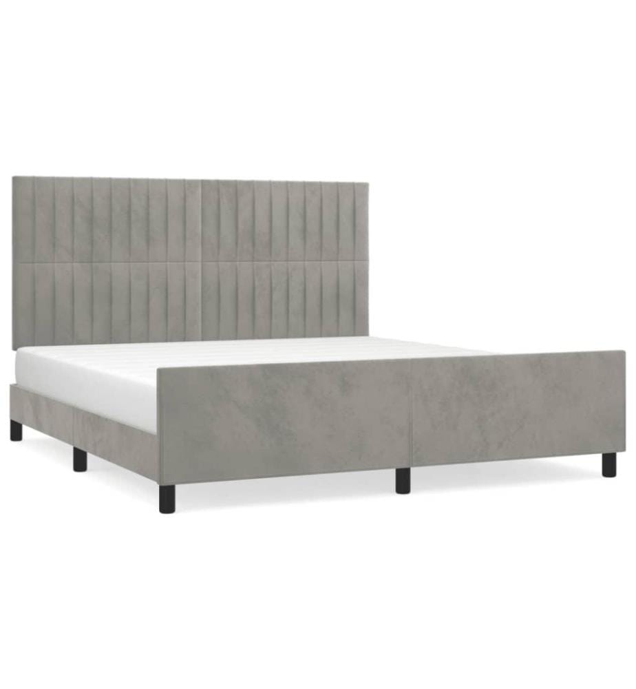 Cadre de lit avec tête de lit Gris clair 180x200 cm Velours
