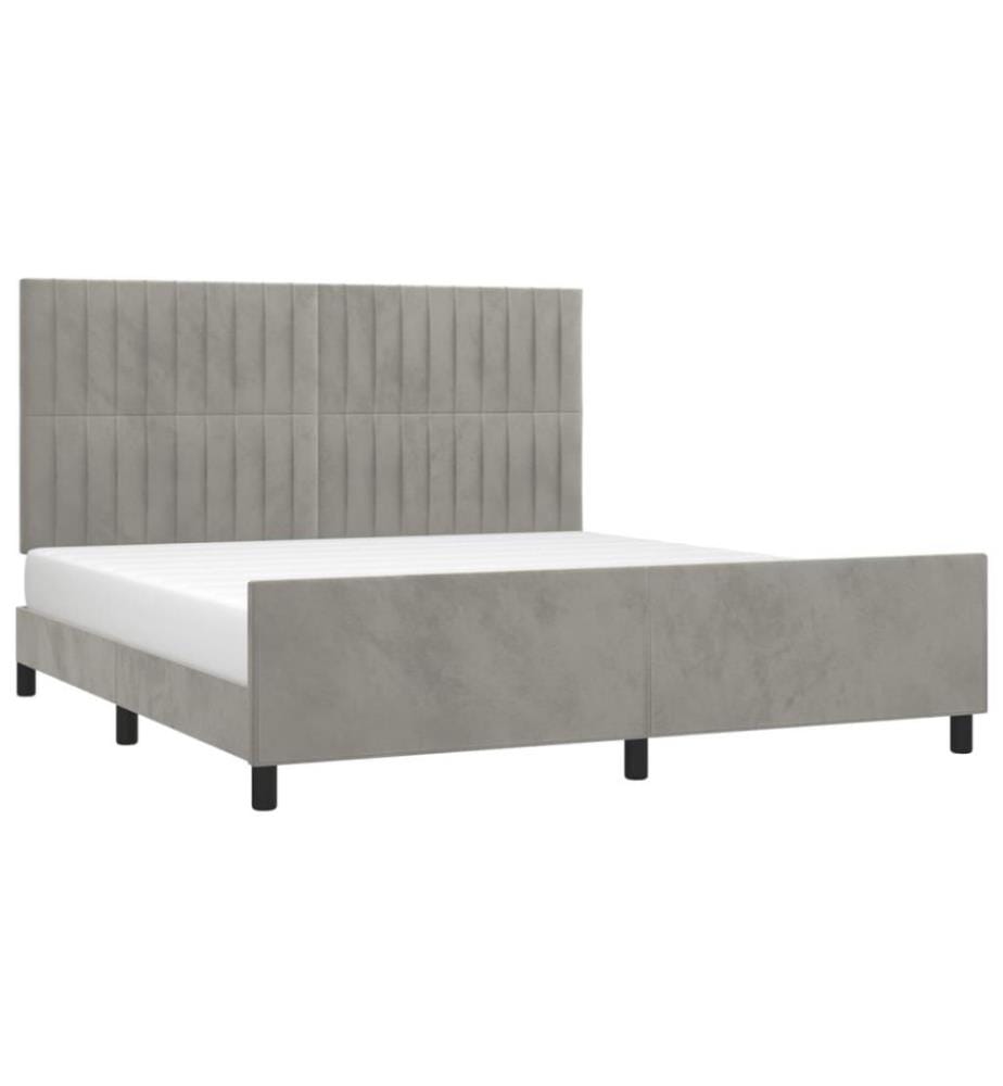 Cadre de lit avec tête de lit Gris clair 180x200 cm Velours
