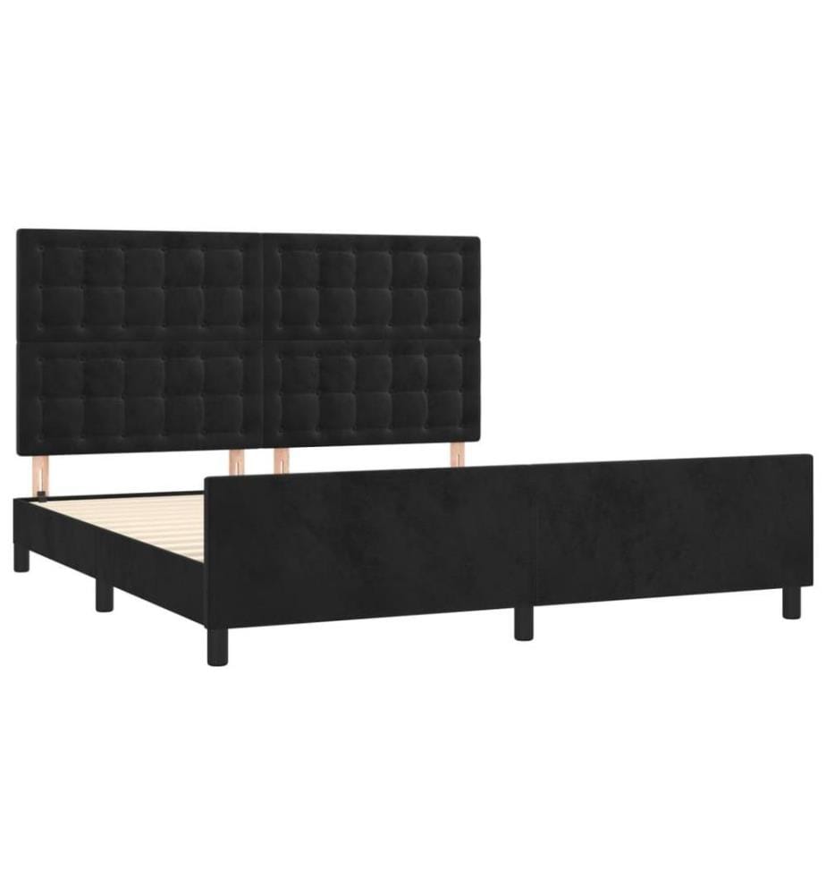 Cadre de lit avec tête de lit Noir 160x200 cm Velours
