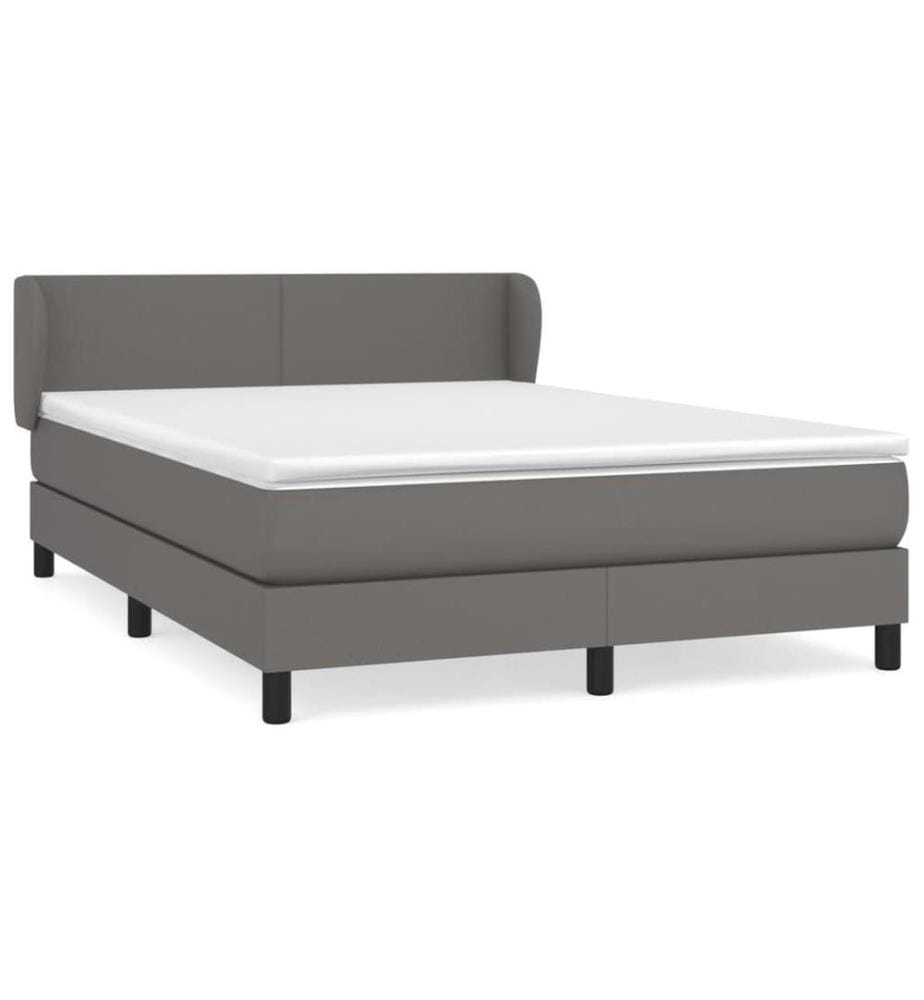 Lit à sommier tapissier avec matelas Gris 140x200 cm Similicuir