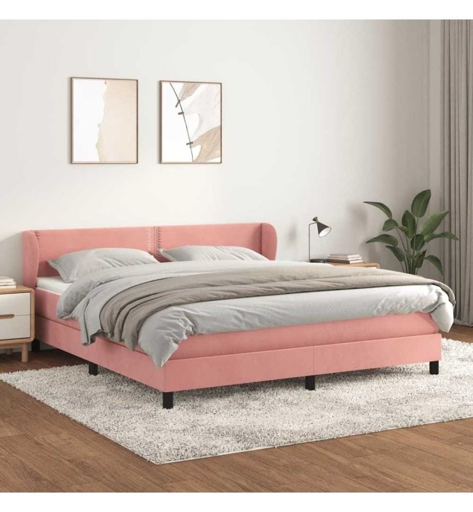 Sommier à lattes de lit avec matelas Rose 160x200 cm Velours