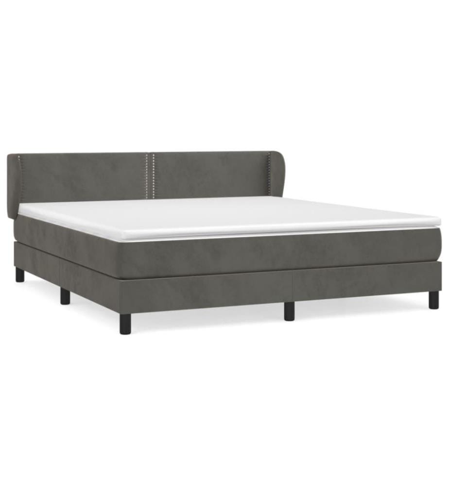 Boxspringbett mit Matratze Dunkelgrau 180x200 cm Samt