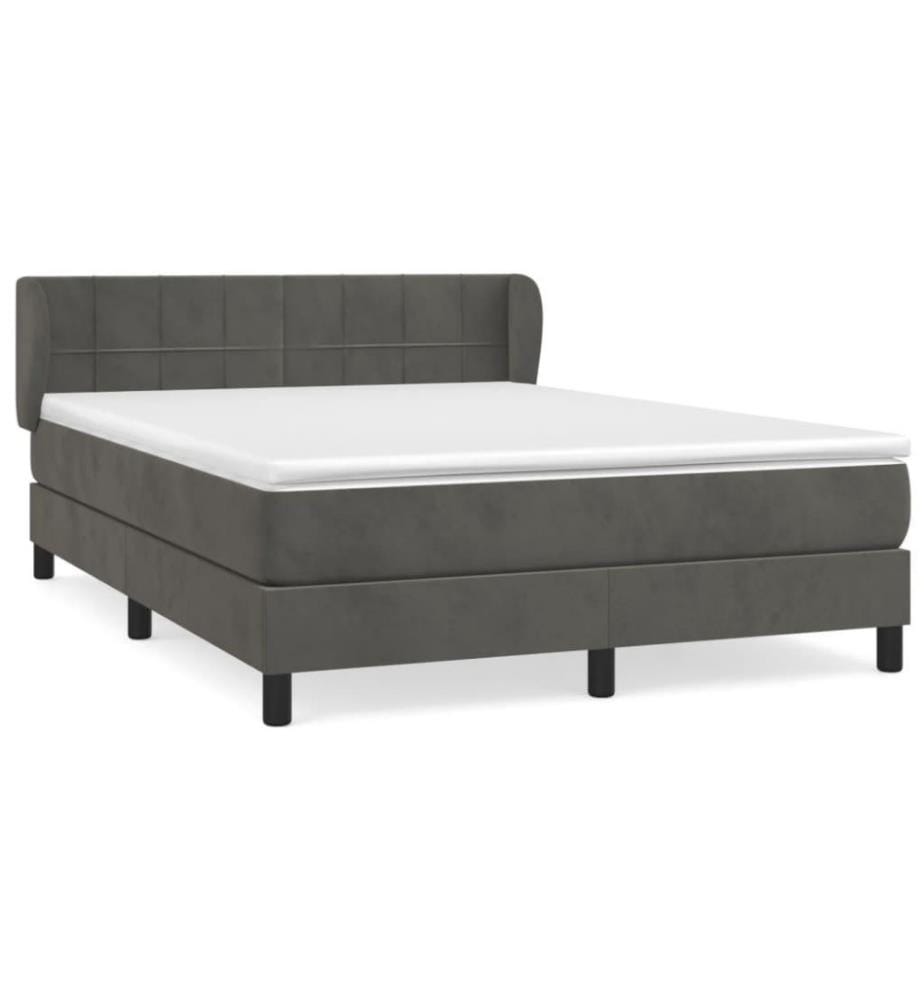 Boxspringbett mit Matratze Dunkelgrau 140x200 cm Samt