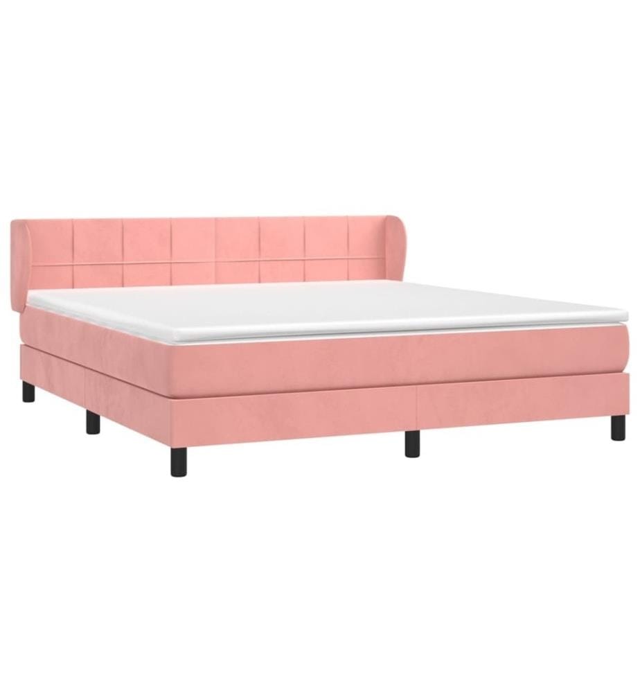 Lit à sommier tapissier avec matelas Rose 160x200 cm Velours