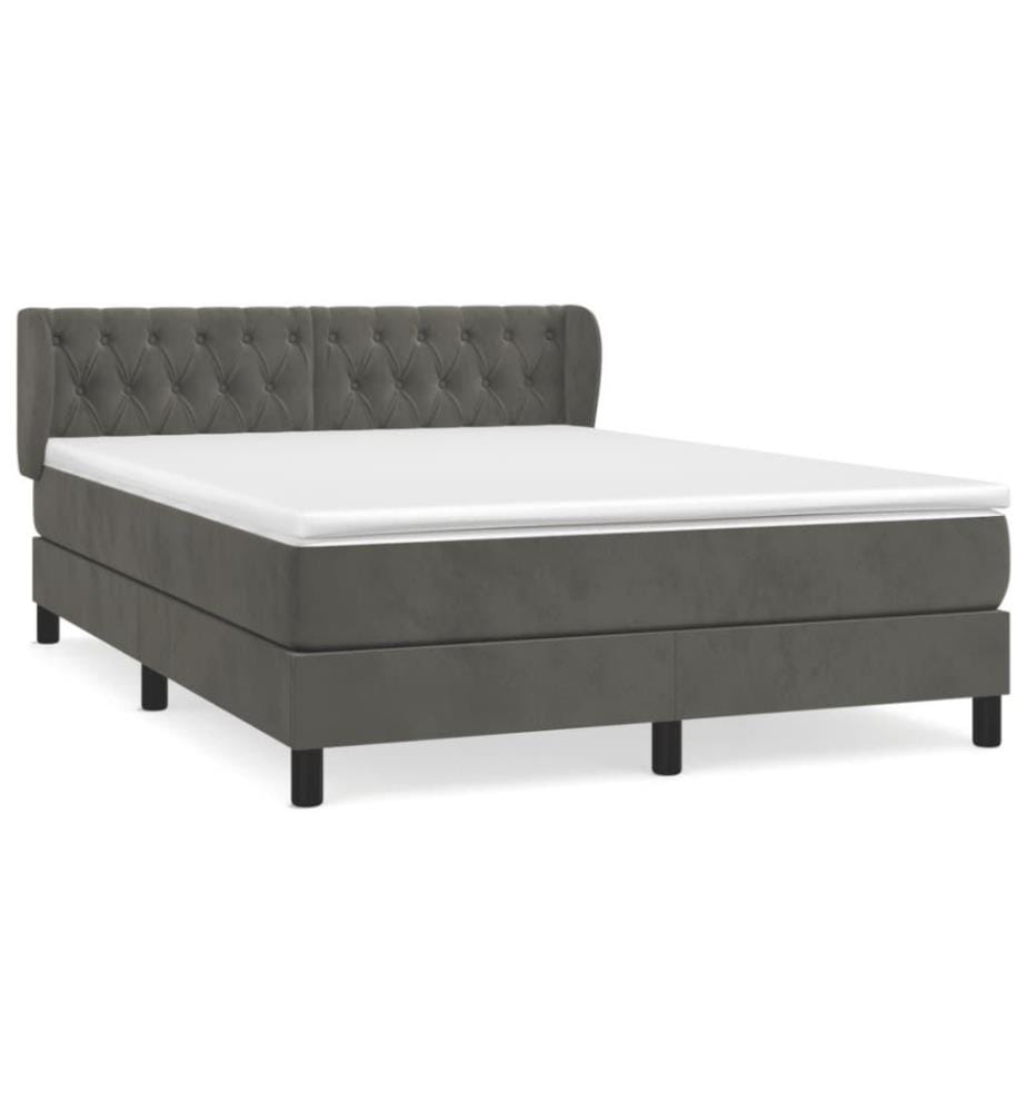 Boxspringbett mit Matratze Dunkelgrau 140x200 cm Samt