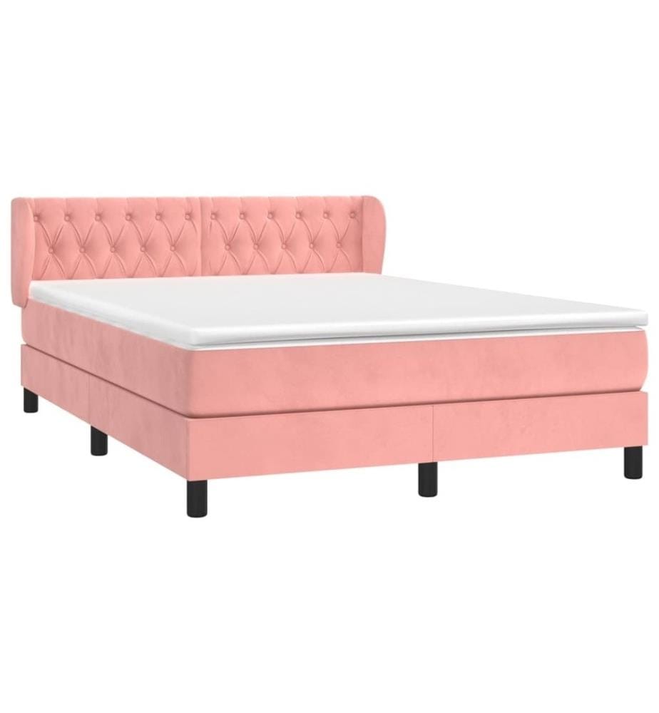 Boxspringbett mit Matratze Rosa 140x200 cm Samt