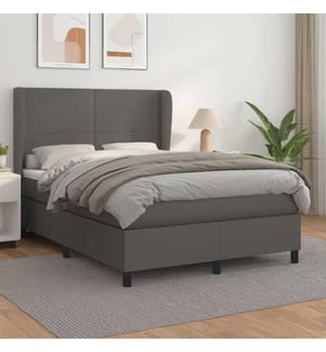 Lit à sommier tapissier avec matelas Gris 140x200 cm Similicuir