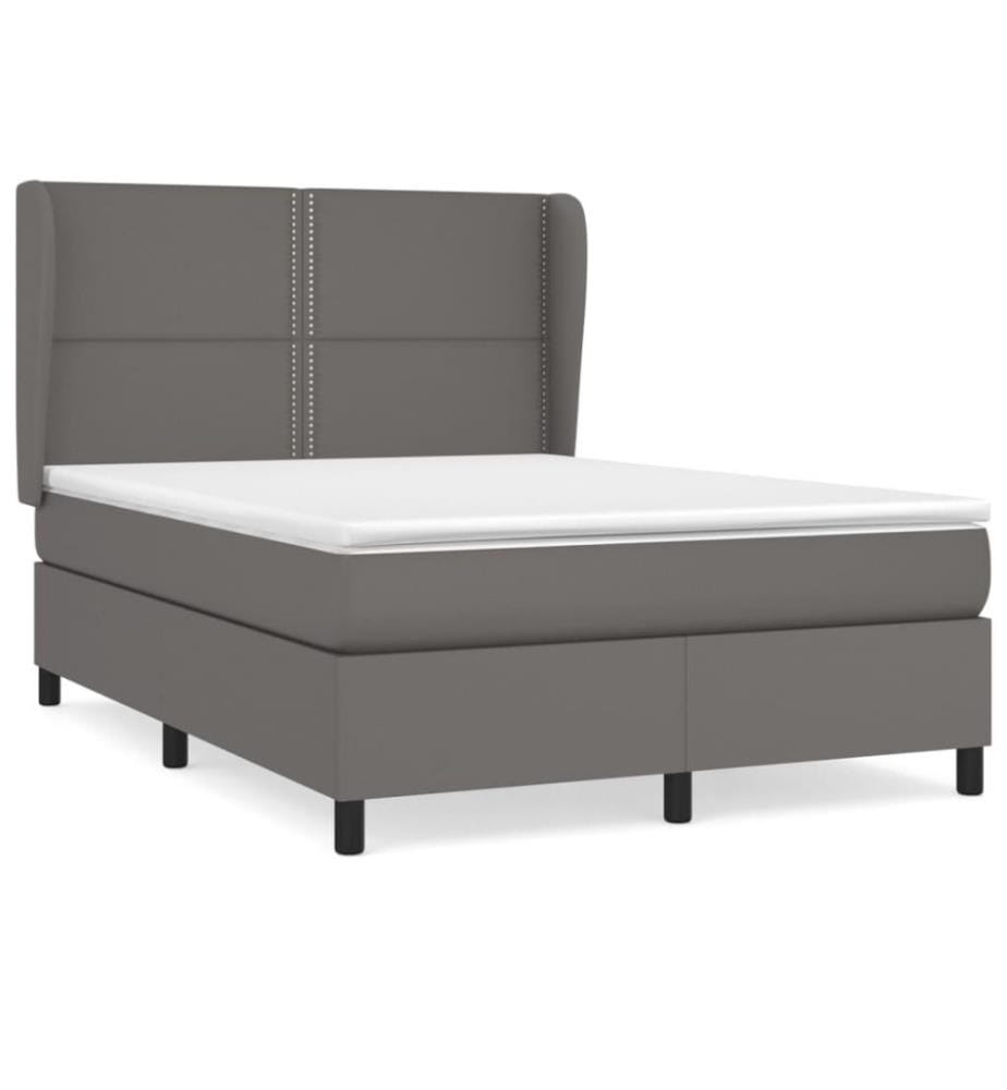 Boxspringbett mit Matratze Grau 140x200 cm Kunstleder