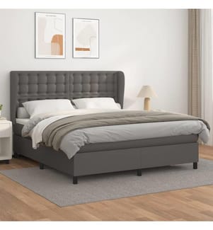Boxspringbett mit Matratze Grau 180x200 cm Kunstleder