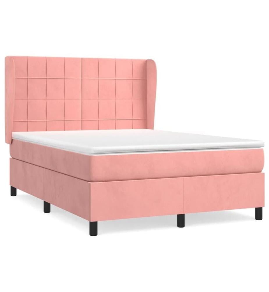 Boxspringbett mit Matratze Rosa 140x200 cm Samt