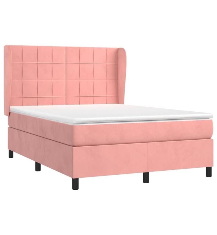 Boxspringbett mit Matratze Rosa 140x200 cm Samt