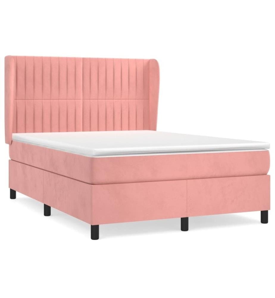 Boxspringbett mit Matratze Rosa 140x200 cm Samt