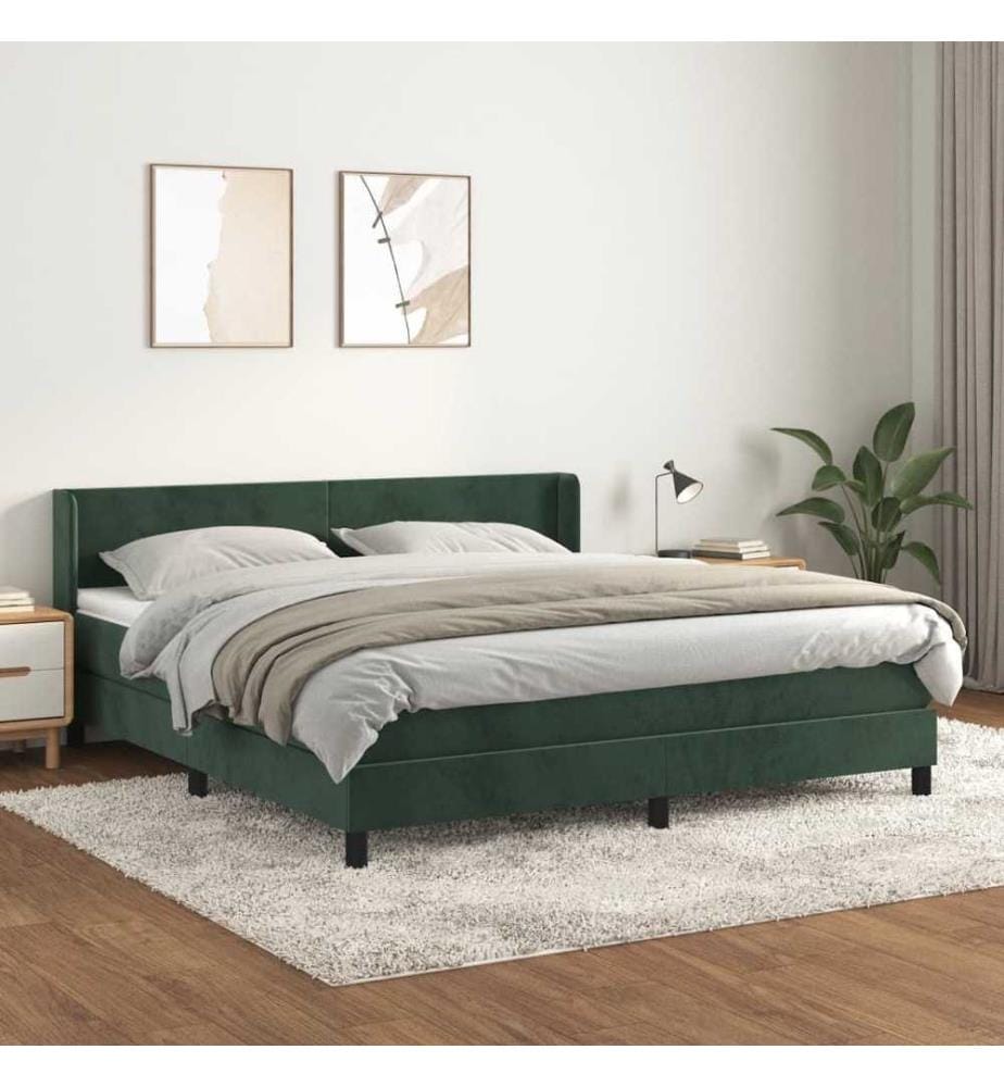 Sommier à lattes de lit et matelas Vert foncé 160x200cm Velours