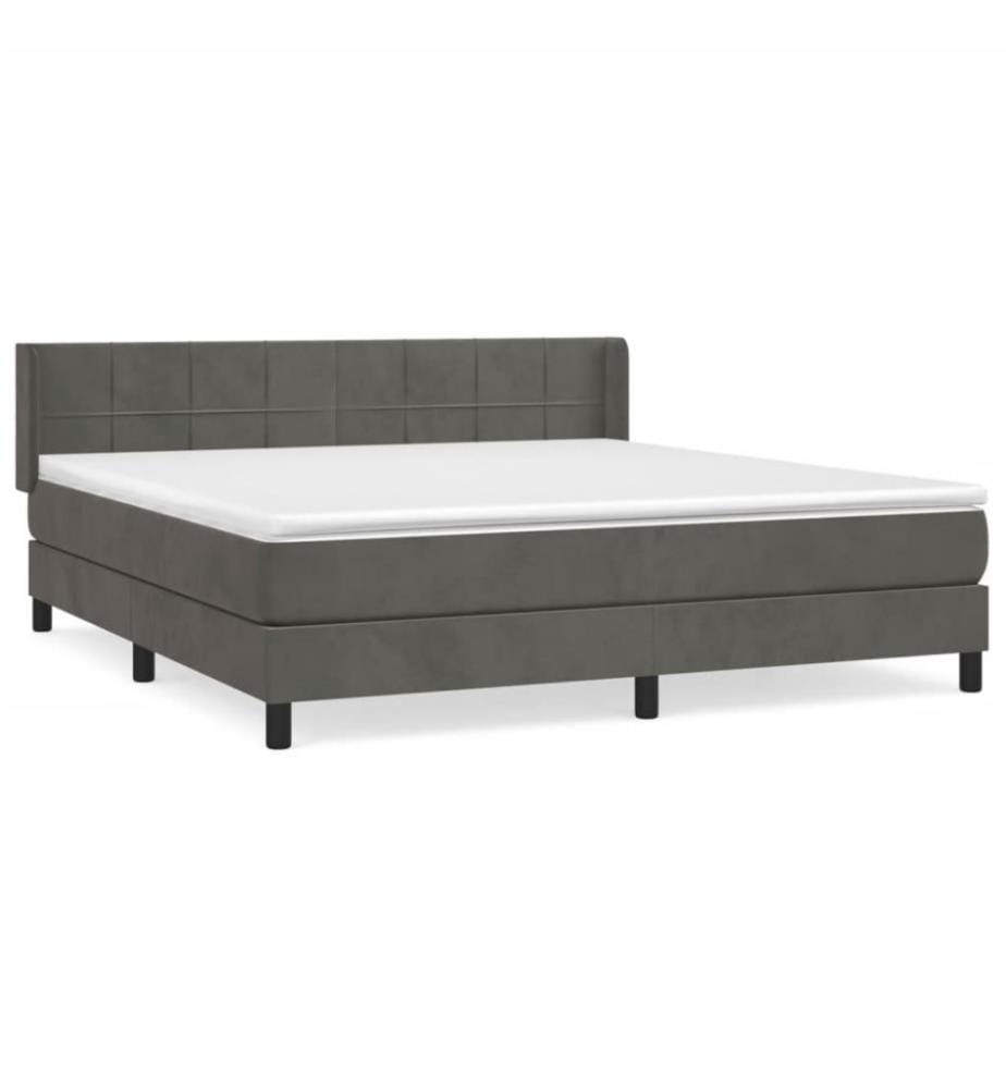 Boxspringbett mit Matratze Dunkelgrau 160x200 cm Samt