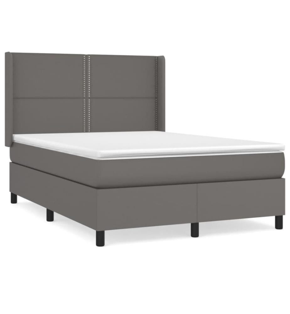 Boxspringbett mit Matratze Grau 140x200 cm Kunstleder