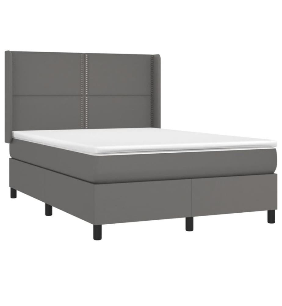 Boxspringbett mit Matratze Grau 140x200 cm Kunstleder