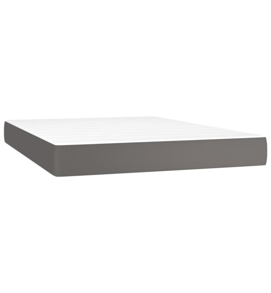 Boxspringbett mit Matratze Grau 140x200 cm Kunstleder