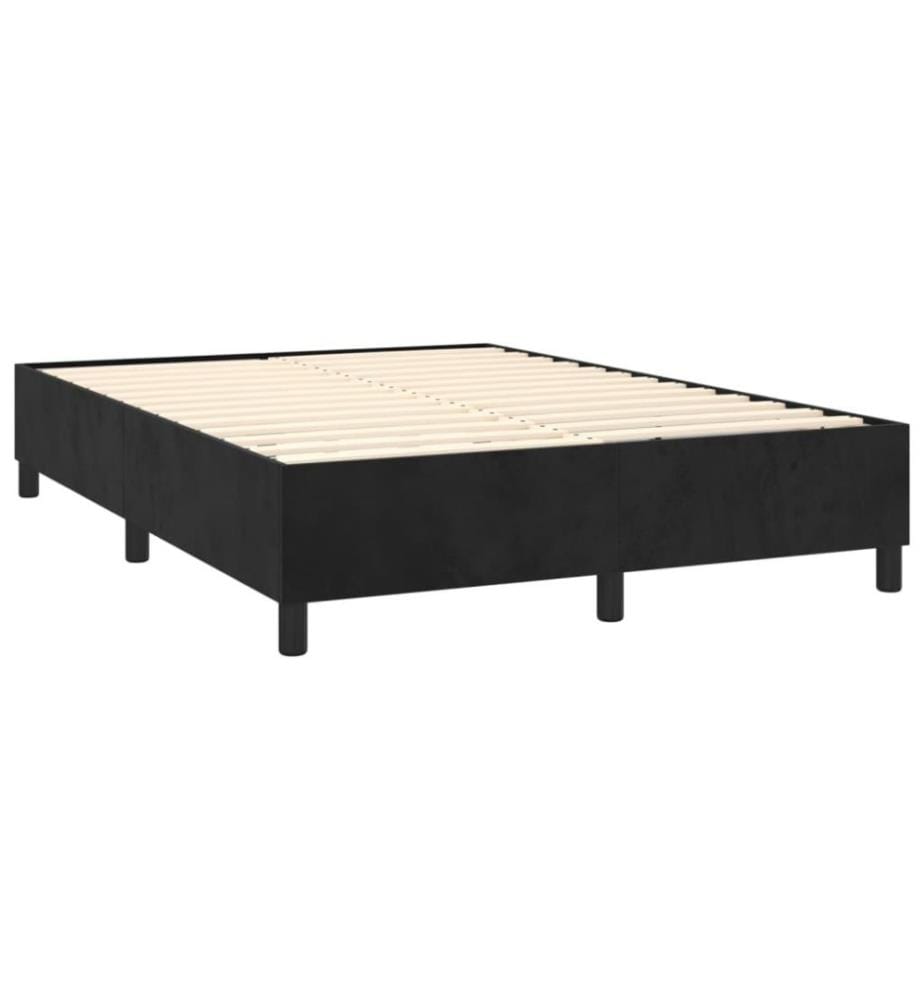Lit à sommier tapissier avec matelas Noir 140x200 cm Velours